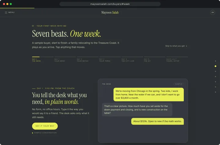 A buyer's first week, desktop