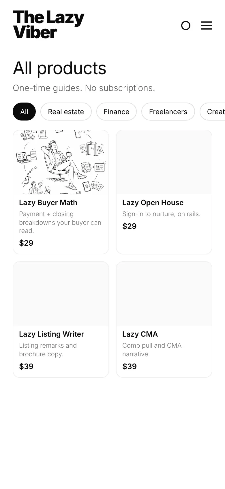 The guide in the products listing.